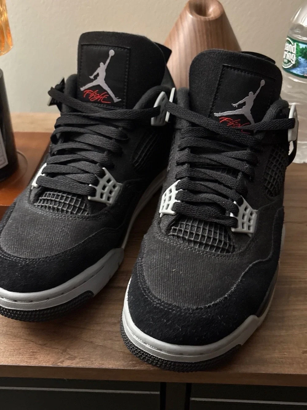 Air Jordan 4 Retro 'Black' Canvas Men’s Sneakers size 9